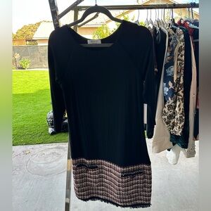 Bailey 44 Black Dress with Multicolor Hem